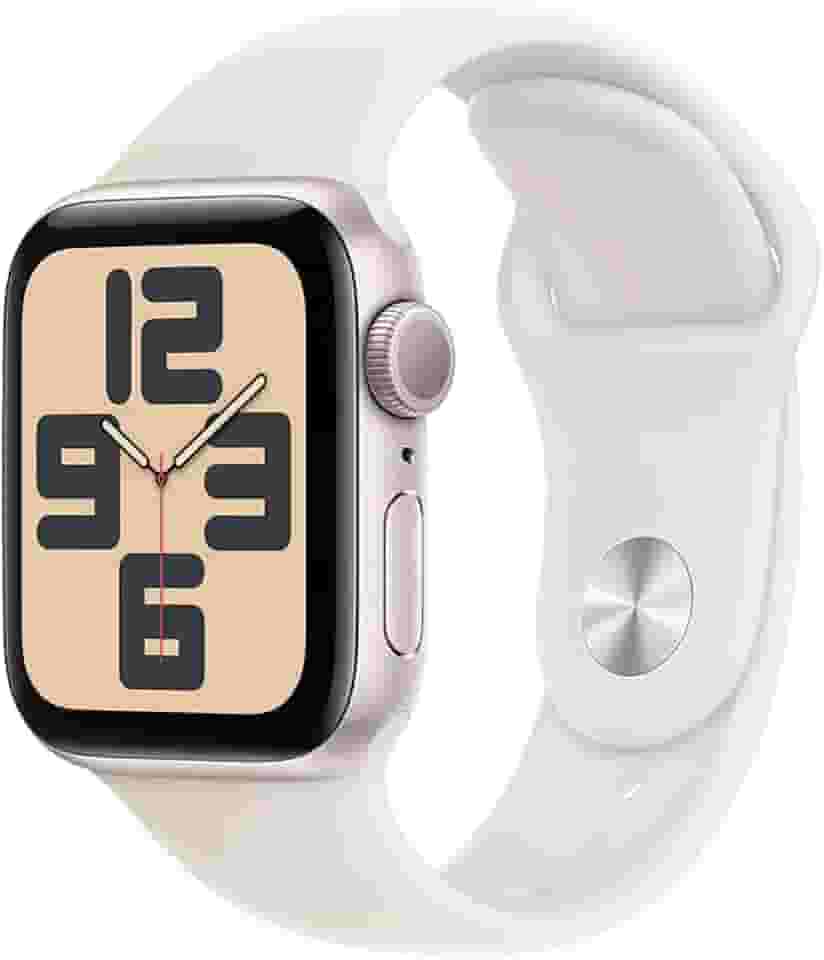 Apple Watch SE GPS • Caixa estelar de alumínio – 40 mm • Pulseira esportiva estelar – P/M
