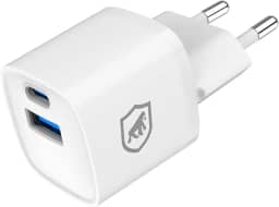 Gshield Carregador de Parede Universal 20W Ultra Rápido Tipo C + USB-A Power Delivery com Chip GaN, Compatível com iPhones e Certificado Anatel, Ultra Slim Branco