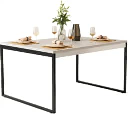 Mesa de jantar MDF para 4 pessoas, 100 cm, estilo industrial - para salas de estar, cozinhas ou apartamentos (Branca Econômica)