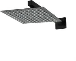 Ducha De Banho Quadrado Luxo Slim 20x20 cm Inox Com braço De Parede Piscina Chuveiro Chuveirão Solar Para Jardim E Área Externa PRETO - FONSES