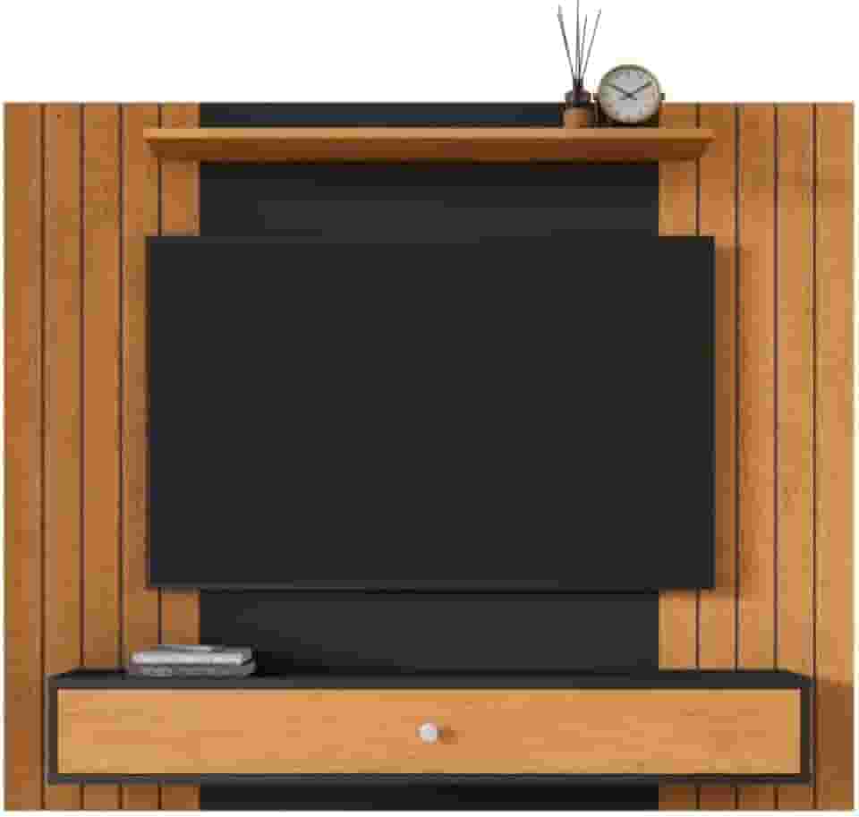 Painel Ripado Para Tv 43 Polegadas Berlim Com Gaveta Casa Jd (Preto Ripado)