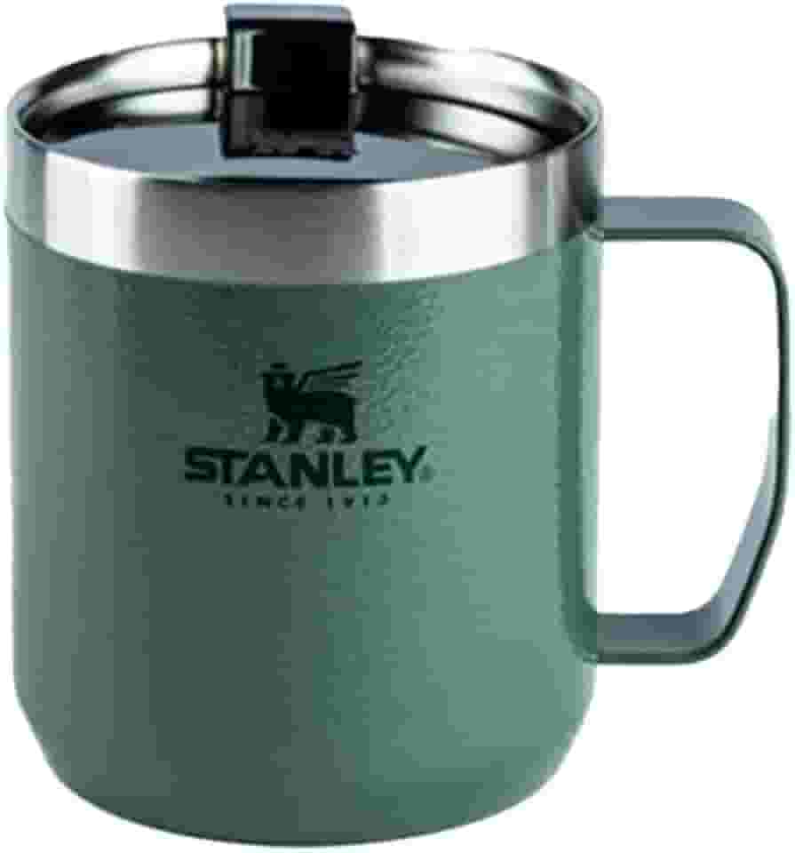 Stanley Caneca de campismo clássica e lendária - Copo de campismo isolado em aço inoxidável para bebidas quentes e frias, tampa à prova de goles, caneca de viagem - 350 ml, Hammertone Green