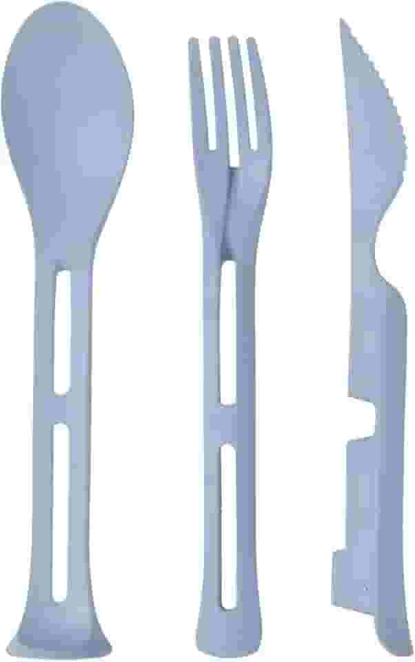 Kit De Talheres Reutilizável Portátil Em Fibra de Bambu Azul