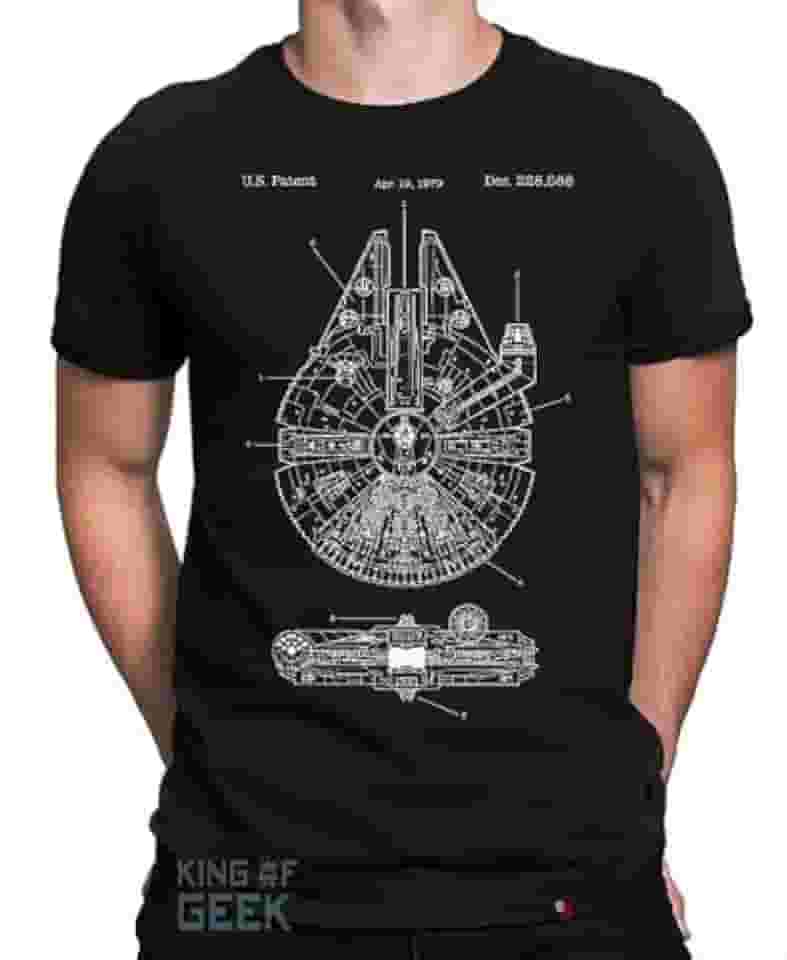 Camiseta Millenium Falcon Han Solo Star Wars Camisa Geek Tamanho:GG;Cor:Preto