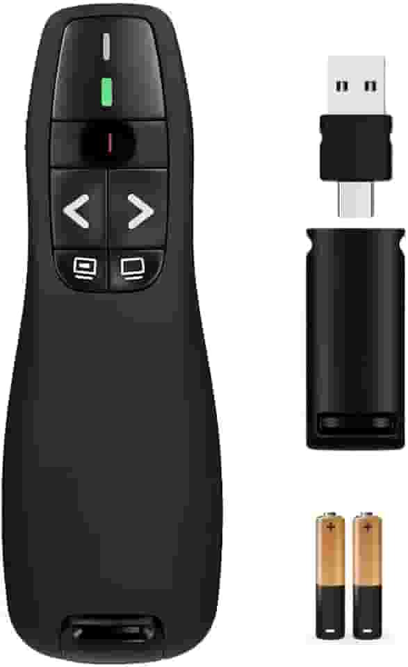 Controle Passador e Apresentador de Slides Sem Fio 30m Alcance Sem Fio 2.4G Profissional com Laser Vermelho para Apresentações com 2 pilhas inclusas