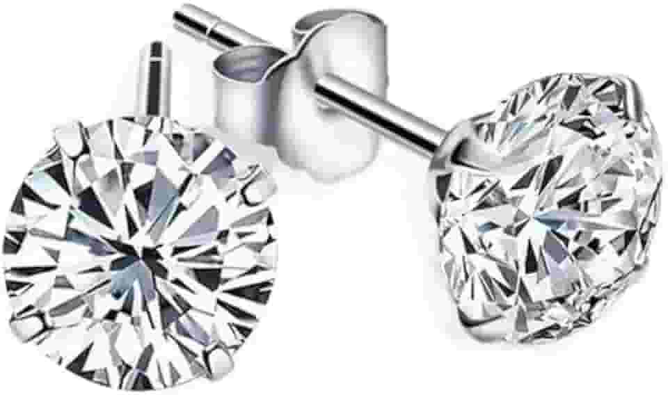 Par de Brincos Prata Masculino Redondos 10mm Estilo CR7 com Zirconia Cubica Original Brilho Eterno