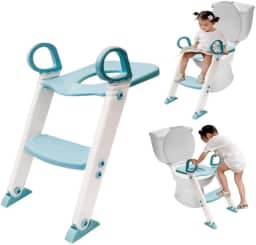 Assento Redutor Infantil Vaso Sanitário Privada Com Escada Trono Troninho (Azul)