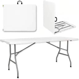 Mesa Dobrável Retangular Vira Maleta Portátil com Alça 1,80m para Áreas Internas e Externas