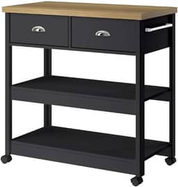 Aparador Carrinho Chá Ditália 2 Gavetas Preto Ba-135