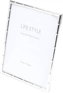 WOLFF Porta-Retrato de Aço Bambu Prata 15cm x 20cm - Enxoval - Casamento - Decoração - Álbum de Fotos - Enfeites - Moldura Elegante Para Mesa e Parede
