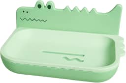 Saboneteira Jacaré Criativa com Drenagem – Porta Sabonete de Parede, Fixação Sem Furos (Verde)