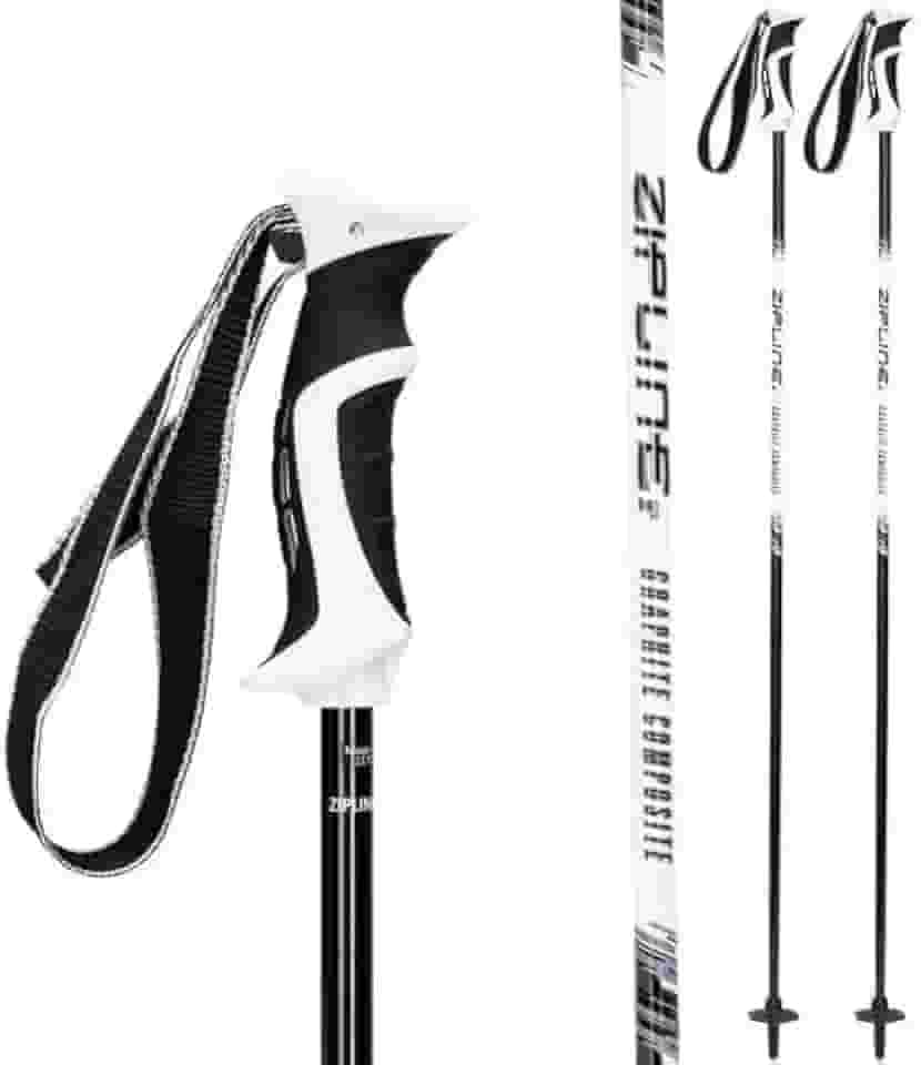 Bastões de esqui Zipline Lollipop 14.0 grafite composto de carbono – aderência ergonômica leve, amortecimento de vibração, tosadores e estilo livre. Escolha de esquiadores olímpicos (alcaçuz preto,
