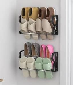 Kit com 2 Sapateiras de Parede Adesivo – Organizador Vertical Multiuso Sem Furos para Banheiro, Quarto ou Lavanderia – Suporte de Calçados Resistente e Impermeável