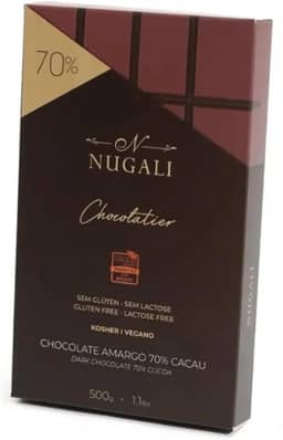 Chocolate Amargo 70% Cacau Dark Nugali 500g