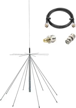 Antena scanner/antena discone/GMRS com cabo de 10 metros PL-259 SMA, 25~1300 MHz suporta CB, HF, AIR, UHF, VHF, FM, AM, FRS, GMRS, 1090MHz