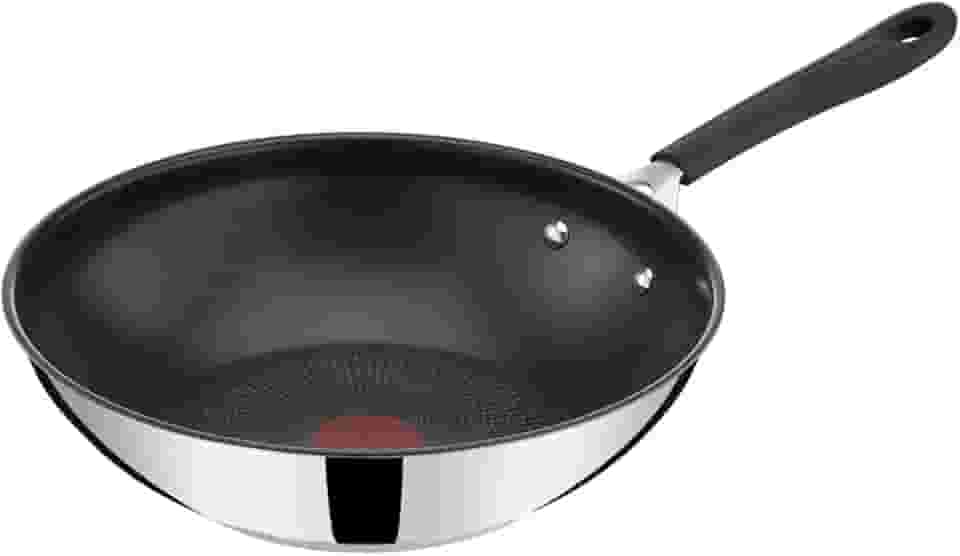 Frigideira Wok Tefal Jamie Oliver 28cm, Inox, com Fundo de Indução, Revestimento Titanium e Thermo Sinal