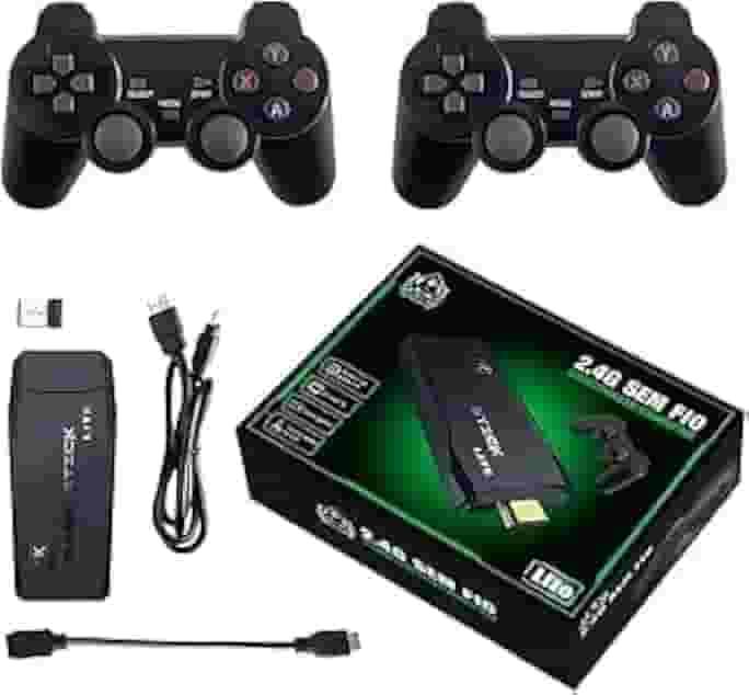 Console Retrô Game Stick Lite 4K HDMI 64GB com 20.000 Jogos Clássicos + 2 Controles Sem Fio 2.4GHz – Plug & Play, Alta Definição, Gráficos Vibrantes e Diversão para Toda Família