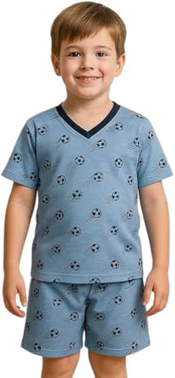 Pijama Infantil Menino de Verão Roupa de Dormir no calor Manga Curta e short PIJAMA DINOSSAURO MENINO