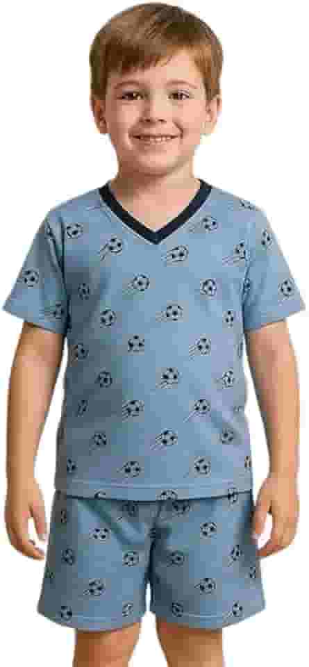 Pijama Infantil Menino de Verão Roupa de Dormir no calor Manga Curta e short PIJAMA DINOSSAURO MENINO