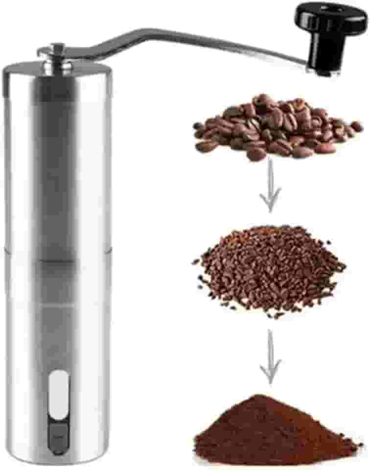 Moedor de Café Manual de Aço Inoxidável 21cm Totalmente Ajustável Com Regulagem de Moagem Manivela Removível e Mais Silencioso Capacidade 45g de Café