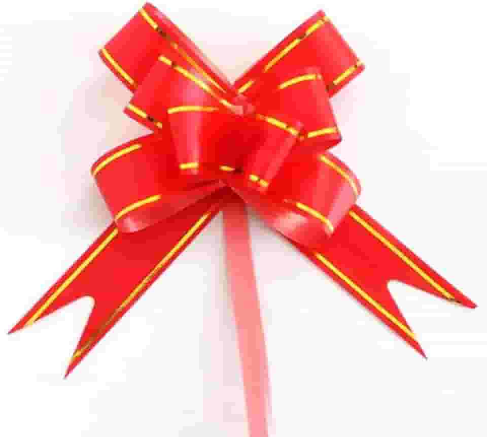 Laço Pronto, Laço Fácil, Laço Mágico Para Presente Com Fio - Tamanho 18 (M) - Kit com 100 Unidades (Vermelho)