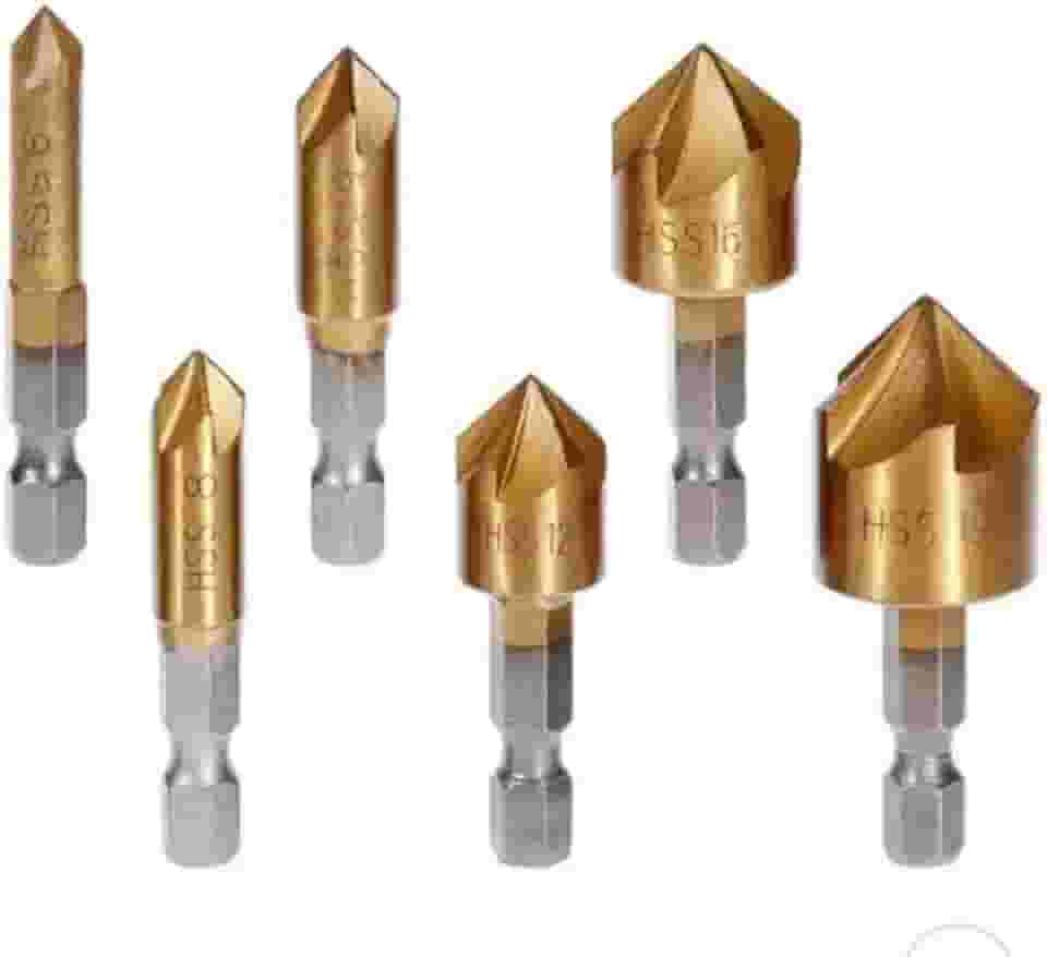 Kit 6 pçs Brocas Escariadora 6mm,8mm,9mm,12mm,16mm,19mm
