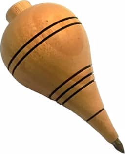 Pião de Madeira Resistente com Fieira Profissional Antigo (Natural)