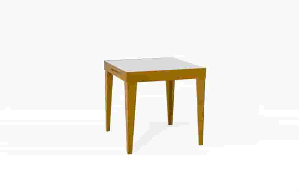 Mesa de Jantar Extensível Tampo com Vidro e Pés em Madeira Maciça Tock Mel