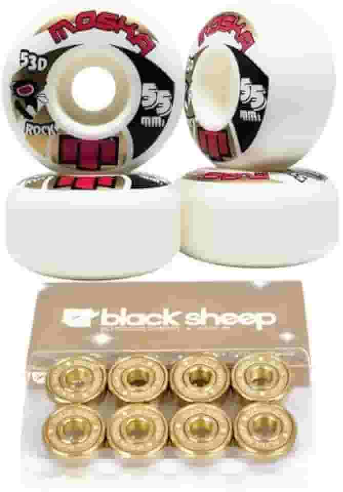 Roda Moska Skate 55mm Branca + Rolamento Black Sheep Gringo