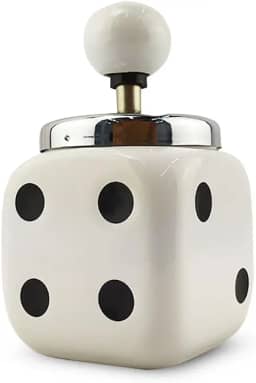 Cinzeiro Ceramica Com Tampa E Reservatório Branco dado