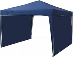 Tenda de praia e acampamento Quick-Fold de 3 x 3 m com paredes laterais – Ideal para acampamentos e atividades ao ar livre (GAZEBO AZUL + 3 PAREDES)