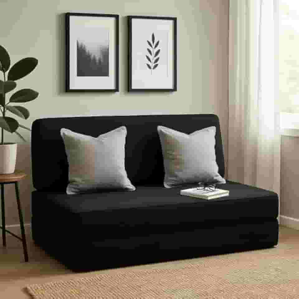 Colchonete Dobrável de Casal 3 em 1 — Sofá Puff e Cama Multiuso