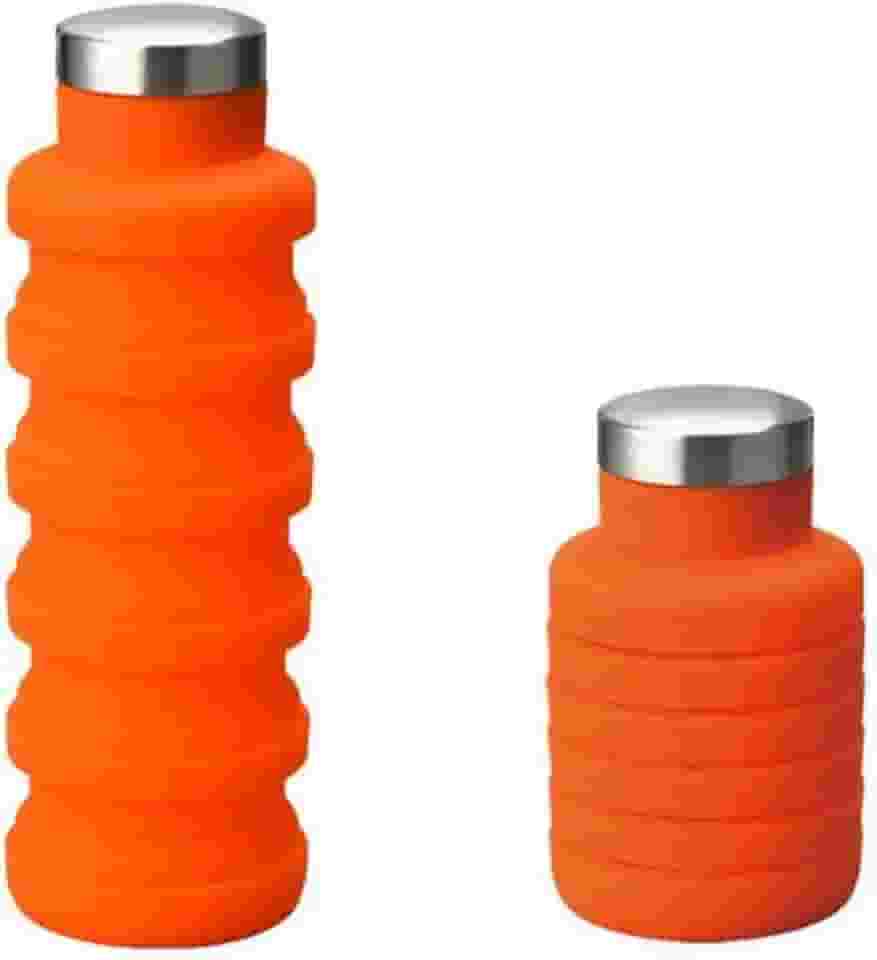 Garrafa Retrátil De Silicone Com Tampa Inox 500ml (Laranja)