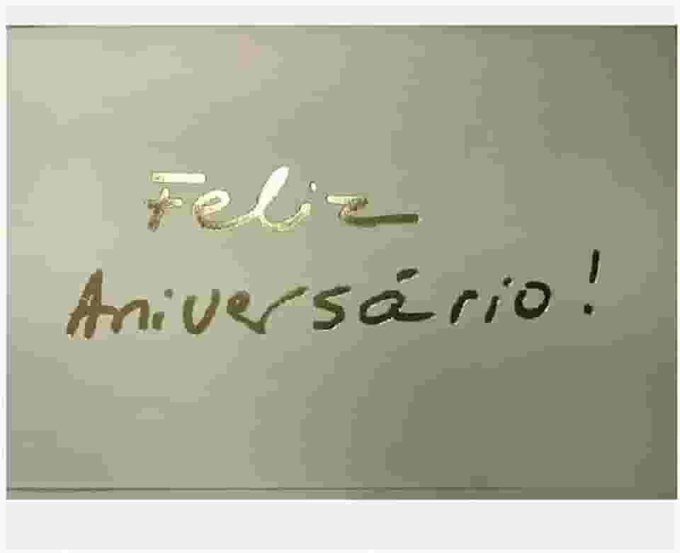 Cartão Fabriano Feliz Aniversário Creme, Teca, Gu0009, Creme