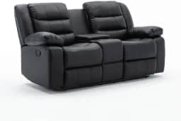 Poltrona Sala de Cinema Reclinável Manual Hollywood 2 Lugares Baú Massagem Aquecimento PU G94 - Gran Belo