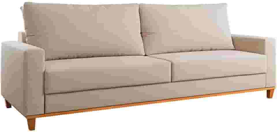 Sofá 4 Lugares em Linho 220cm - Estrutura em Madeira Maciça, Assento D23 e 180kg de Capacidade para Sala de Jantar (Bege)