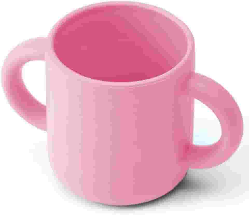 Copo Caneca De Treinamento Bebê 150ml Com Alças E Silicone Transição Infantil Introdução Alimentar Refeição Alimentação Criança (Rosa)