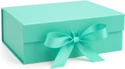 Caixa Para Presente Reforçada Rígida de Papel com Imã e Laço Cetim Embalagem PegPack (Verde Piscina, 23x17x7cm)