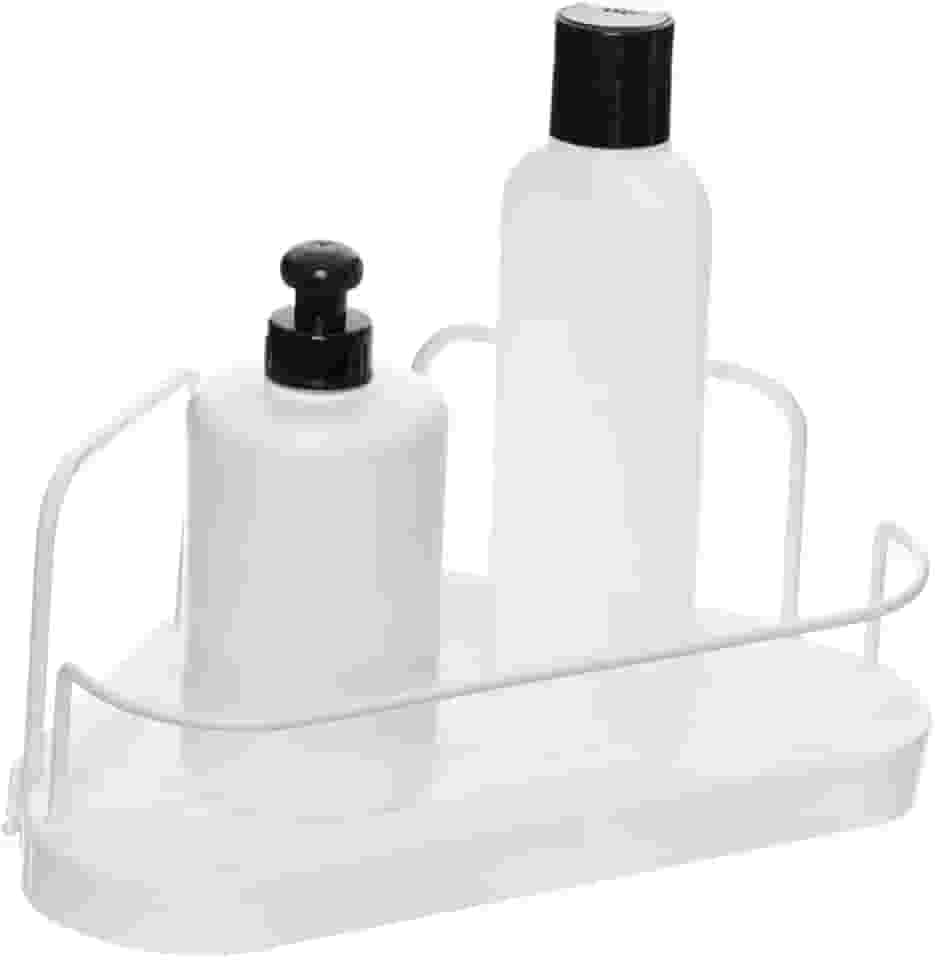 Suporte Organizador de Canto para Porta Shampoo Wave, Metaltru, Branco com Branco