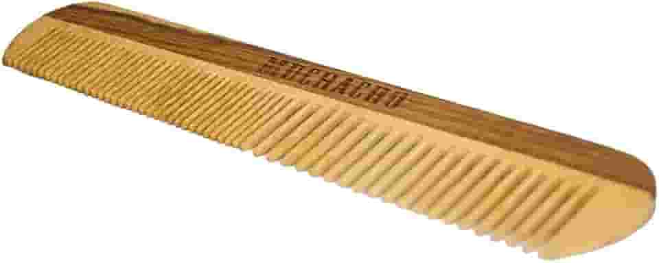 Pente de Madeira para barba com Duplos Dentes Estreitos e Largos Muchacho - Controle o Frizz e Modele Sua Barba com Estilo