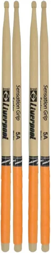 Kit duas Baquetas Liverpool Sensation Grip 5A Madeira Laranja