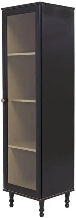 Cristaleira Estante Para Livros Ditália 1 Porta Vidro E-963 Cor:preto