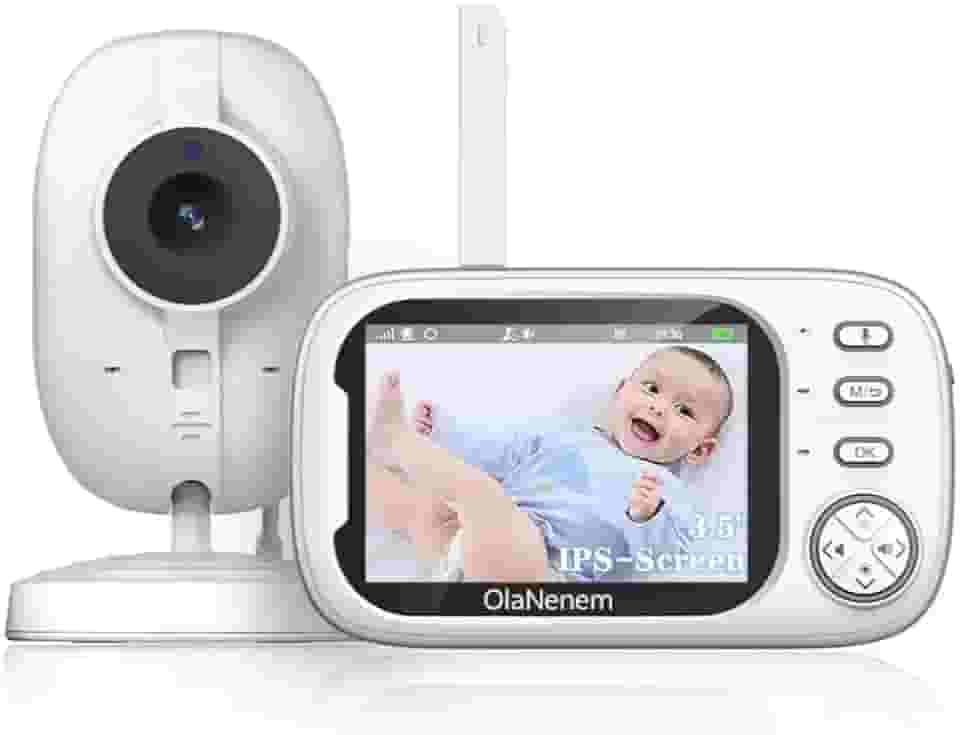 Baba Eletronica Câmera sem internet, 3.5' Monitor de Bebe, 2 Way Audio, Visão Nocturna,Zoom Digital,Visão Noturna Automática Baby,VOX, Monitoramento Temperatura,Canção de Ninar