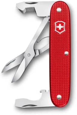 Victorinox Companion Slim Alox Pocket Tool 6 funções com tesoura, abridor de pacote, chave de fenda, feito na Suíça - Vermelho