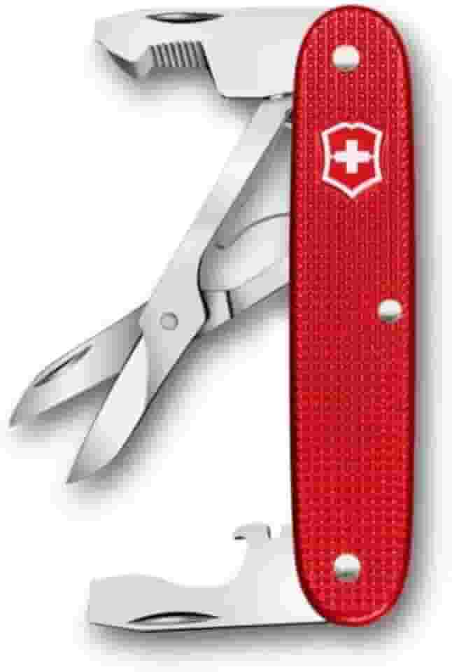 Victorinox Companion Slim Alox Pocket Tool 6 funções com tesoura, abridor de pacote, chave de fenda, feito na Suíça - Vermelho