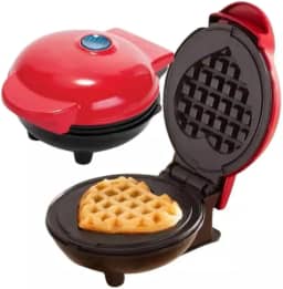 Mini Panela Elétrica Waffles Antiaderente Formato De Coração Café Da Manhã