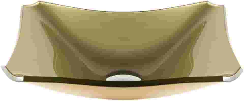 CUBA DE VIDRO RETANGULAR MODELO RETRO 38CM PARA BANHEIROS E LAVABOS MODELO DE APOIO 8MM (DOURADA)