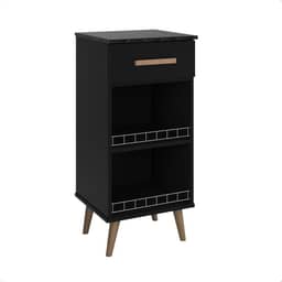 Balcão Fruteira Suporte para Galão Agua Bebedouro Armário Fenix Pé Palito Preto/Marmorizado