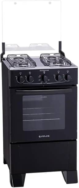 Fogão Atlas 4 bocas preto com forno limpa fácil Coliseum Plus - Forno 50l