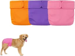 Kit 3 Fraldas Cachorro Fêmea Reutilizáveis Cor 2 - Materiais Duráveis Solução lavável na máquina para incontinência de animais de estimação e viagens longas Petting Is Caring (G)
